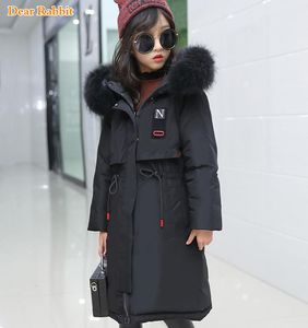 2019 New Children Clothing Parka Real Fur Hooded Ware Long Winter Thin Down Jacket Kids Girl Clothes Outwear Coat Teen 10 14 yr MX7844123