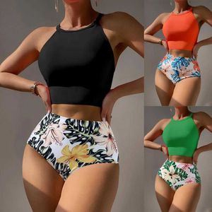Frauen Badebekleidung 2023 Heiße Ausgabe Badeanzug sexy Split High Taille High Neck Bikini Badeanzug