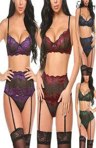 Bras Sets Women Sexy Lace Belt Stocking Gstring Underwear Babydoll Sleepwear Set9068313