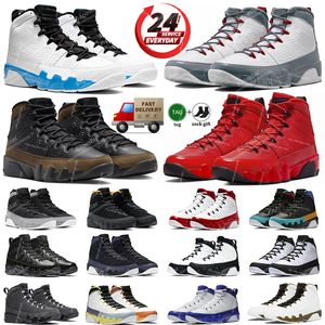 With box jumpman 9 men basketball shoes 9s Fire Red Light Olive concord particle grey unc chile blue bred patent anthracite J9 Retros trainers mens J9 sports sneakers