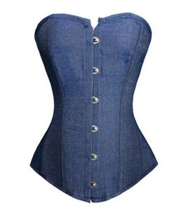 Donne blu jeans in denim corsetto overbust corset plus size s6xl classico laceup in plastica in plastica bustier lingerie night night out clubwear cosplay o8159038