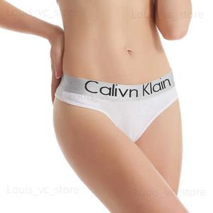 Frauenhöfen Calivn Klain Buchstabe Print Tanga Feste Farbmodale Frauen Unterwäsche Elastizität Mid-Back T-Back Sexy Versuchung Frau G-String Tanga T231223