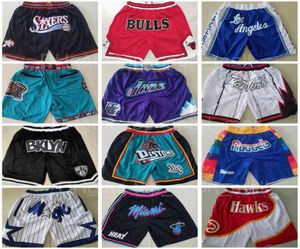 Team Just Shorts Don Sport Basketball Kurzlauf mit Pocket Ricker Jogginghose Hip Hop Hose Blau Weiß schwarz rote lila me4435529