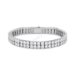 Hip Hop Tennis bracelet Bling Iced Out 2 Rows CZ Stone Chain Bracelets for Women Men Link Chains Jewelry320W
