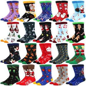 Erkek Socks 59 Style Erkekler Noel Komik Noel Noel Baba Ağacı Kar Tanesi Elk Snow Pamuk Tüp Mürettebat Mutlu Çorap Yıl Sokken