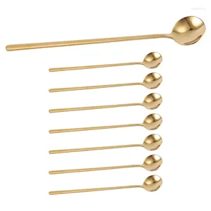 Coffee Scoops 8PCS 6.7 Inches Spoons Stirring Tea Long Handle Gold Teaspoons Ice