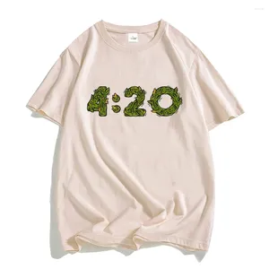 メンズTシャツ4:20タイムグラフィック印刷ティーシャツコットンメン/女性Tシャツ半袖男性夏Tシャツストリートウェアカジュアルソフトティー