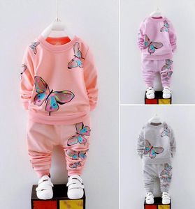 2pcs Toddler Baby Girls Clothes Infant Kids Shirt TopsPants Butterfly Tracksuit Kids Girls Clothing Set6399285