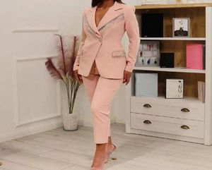 Women039s Two Piece Pants Vintage Tassel Mother of the Bride Dresses Pink Notched Lapel One Button Blazer Elegant Prom Party SU1949938