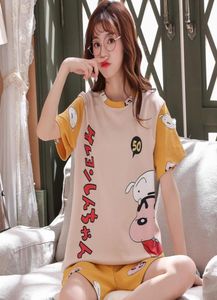 Bzel niedlich Crayon Shinchan Print Sommer -Pyjamas Set für Frauen losen lässige Nachtwäsche T -Shirts und Shorts PJS Big Size Home Anzug T29408800