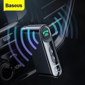 Konnektörler Baseus Bluetooth Alıcı 3.5mm Kablosuz Ses Alıcı Otomatik Bluetooth 5.0 Adaptörü Araba hoparlör için adaptör, mikrofonlu Handfree Free
