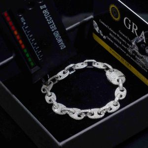 2024 designer Pass Diamond Tester VVS Ice Out Moissanite Coffee Beans Cuban Link Chain 8mm Bracelet Sier Fine Jewelry for Man Woman