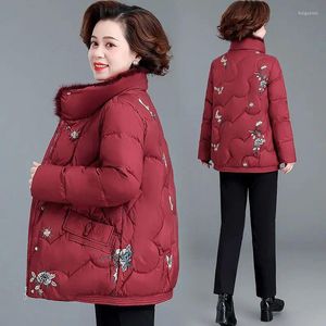 Kadın Trençkotları Kadınlar Kısa Ceket Kış Parkas Kalın Nakış Pamuk Pamuk Yastıklı Ceketler Kadın Kilpisi Büyük Boy Dış Giyim