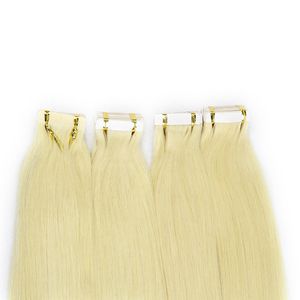 40 sztuk proste europejskie włosy taśmowe #613 Blond Kolor Human Hair Extensions