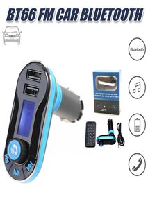 BT66 Bluetooth FM Hands Hands FM Radio Adaptador Receptor Kit de carro Dual USB Charger Suporte SD Card Flash USB para ipho8642452