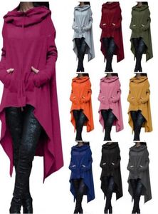 XS5XL Irregular Sweatshirts Autumn Long Sleeve Kangaroo Pockets Hoodies Pullovers Hooded Loose Solid Color Irregular Sweatshirts 7244137