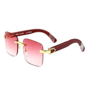 -selling Vintage Rectangle Buffalo Horn Sunglasses And Retro Sunglasses Rimless Real Buffalo Horn Glasses For Men Brand Design216G
