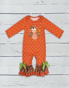 Thanksgiving Days Infant Clothing Baby Outfit Turkey Pattern Fall Jumpsuits Newborn Cotton Girl Boutique Clothing GPF807207 Y18101869845