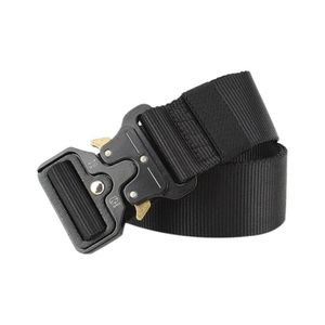 3 8 cm de largura Men Belt Nylon Tactical Army Belt for Troushers Metal Buckle Canvas Belts Treinamento ao ar livre Black Caist292i