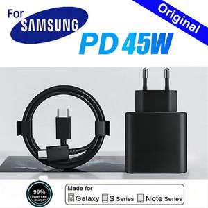 Carregador super rápido PD 45W para Samsung Galaxy S23 S22 S21 S20 Ultra Note10 Plus USB C Tipo C Cabo Adaptador de carregamento rápido S21 A91 A71 A80 Plus Carregadores de telefone celular