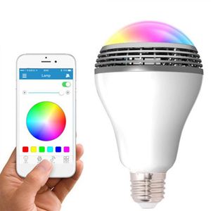 Akıllı Ampul Kablosuz Bluetooth Müzik Ses Hoparlörleri Ampuller 12W E27 LED RGB Açık Renk Uygulaması üzerinden Değişen