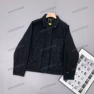 Xinxinbuy 2024 Mężczyzn Mężczyzn Designer Emboss Letters Relief Letters Długie rękawowe zestawy dżinsów Kobiety Czarny biały niebieski szary Khaki żółty s-2xl