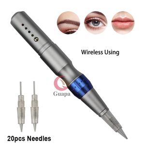 Machine Digital Permanent Micropigmentation Makeup Hine Wireless Eyebrow Tattoo Pen with 20pcs Cartridge Needles for Brows Eyeliner