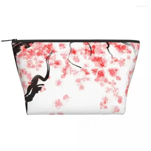 Kosmetiska väskor japanska körsbärsblomma trapezoidal bärbar smink daglig förvaringspåse för resor toalettarty smycken