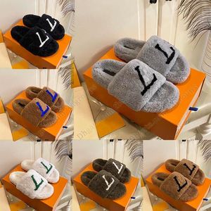 2024 Luxury Slides Designer women fur Slippers Ladies Winter Fur Fluffy Furry Warm Letters Sandals Comfortable Fuzzy Girl famous house room Slipper eur35-42