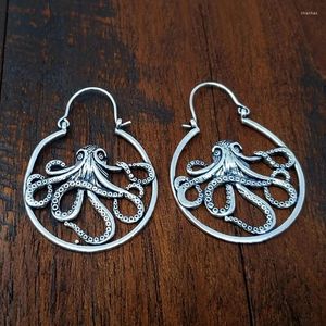 Dingle örhängen trendig vintage bläckfisk form silver pläterad för kvinnor och man retro söta punk droppsmycken