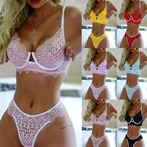 S5XL Plus Size Sexy Underwear Set for Women Babydoll Lingerie Yellow Red Pink Hollow Out Lace Lingere Erotic Costume 231222