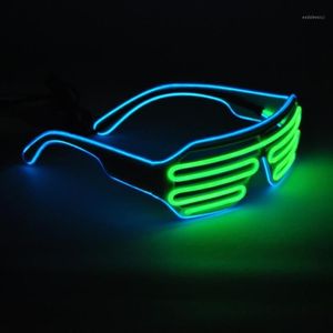 Okulary przeciwsłoneczne Emazing Lights 2-Color El Wire Neon LED LED Party DJ Up jasne okulary w kształcie migawki Rave Sunglasses1228a
