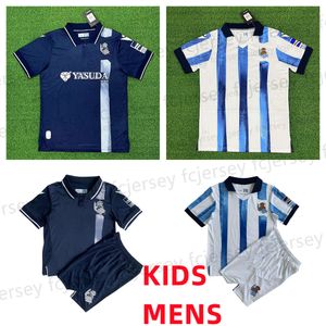 23 24 Real Sociedad Soccer Jerseys Cho ta Kubo Oyarzabal Sadiq Andre Sia Zubimendi Brais Mendez Merino Home Away Men Kids Football Shirts