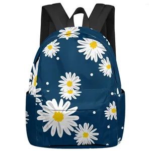 Backpack Flower Daisy Blue Women Man Backpacks Escola de Múltiplos bolsos à prova d'água para estudantes meninos de meninos laptop pacote mochilas