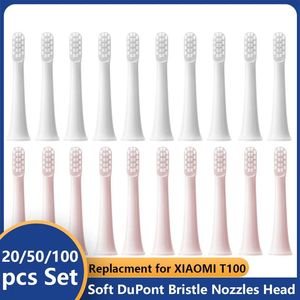 Toothbrush 20/50/100pcs Replacment for Xiaomi T100 Sonic Electric Toothbrush Whitening Soft Dupont Heads Clean Bristle Brush Nozzles Head