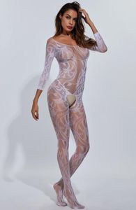 Sexy runde Nackenbodysuit Offener Schritt Unterwäsche Fishnet BodyStocking krottel -intimates Nachtwege Nacht