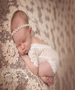 Nyfödd baby Pearl Lace Romper Girl Cute Petti Rompers Soft Jumpsuit Spädbarn Toddler Artistic Po Costume Swaddle Clothing Bodysu4341435