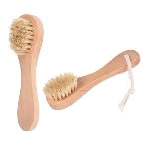 KEWLYSEU Wooden Natural Boar Bristles Facial Brush Dry Skin Bath Spa Brushes Remove Makeup Nail Scrubber7606089