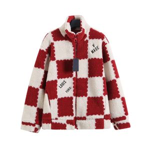 Cappotto con cerniera in pile di agnello di louis damier per uomini e donne designer giacche