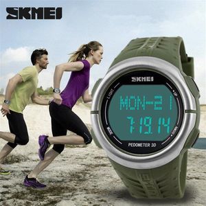 Skmei 1058 معدل ضربات القلب مراقبة ساعة الجعة الرياضية LED WATTSES للرجال نساء 50M Wathproof Digital Watch Sports Counter 239D