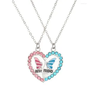 Anhänger Halsketten 1 Paar magnetische Symbolikmutterfly Charm Colarbone Kette Liebe Herz -Krawis -Geschenk für Freunde 124a