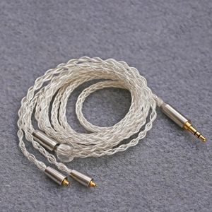 Tillbehör 3,5 mm MMCX Hörlurar Kabel 8 Strand Copper Silver Plated Cable HiFi Earphones DIY Blandad flätad uppgraderingsljudkabel