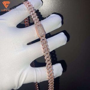 Bom preço de ouro rosa plissado fascinado brilhante dogtag moissanite jóias hip-hop tênis corrente colar para homem