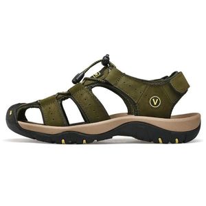 Sandaler äkta läder män strandskor hög kvalitet klassiska män sandaler sommar utomhus promenad män sneakers andningsbara män vada skor
