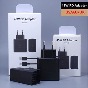45W PD Adapter Charger Super Fast Charge US EU UK Plug Quick Charging Head Adapter Cable Set USB-C Chargers for iPhone 15 PD20W Samsung S23 Note 20 S22 S21 Ultra Chargers