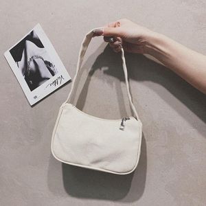 Evening Bags Women Underarm Bag Fashion Simple Casual Solid Color Canvas Summer Trend Womens Handbag Mini Shoulder V0aM#