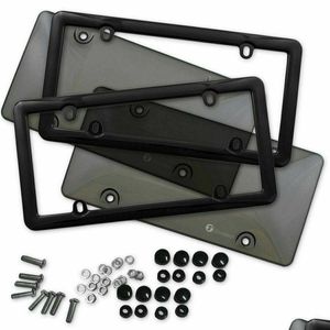 License Plate Frames 2X Clear Tinted Smoked Bubble Tag Shield Er And Frame Drop Delivery Automobiles Motorcycles Exterior Accessories Dhmhx