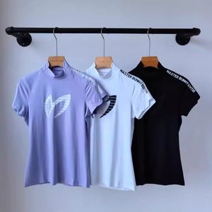 Nova vestuário de golfe, camiseta de mangas curtas femininas, esportes ao ar livre e roupas de golfe de pescoço redondo casuais