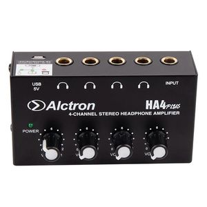 Mixer Alctron HA4PLUS 4Channel Portable Stereo hörlurarförstärkare Mini Earphone Splitter AMP TRS Hörlurar Output Jack HA4 Plus