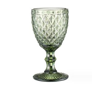 10oz Wine Glasses Colored Glass Goblet with Stem 300ml Vintage Pattern Embossed Romantic Drinkware for Party Wedding Cups champagne Goblets